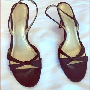 Black suede sling back heels